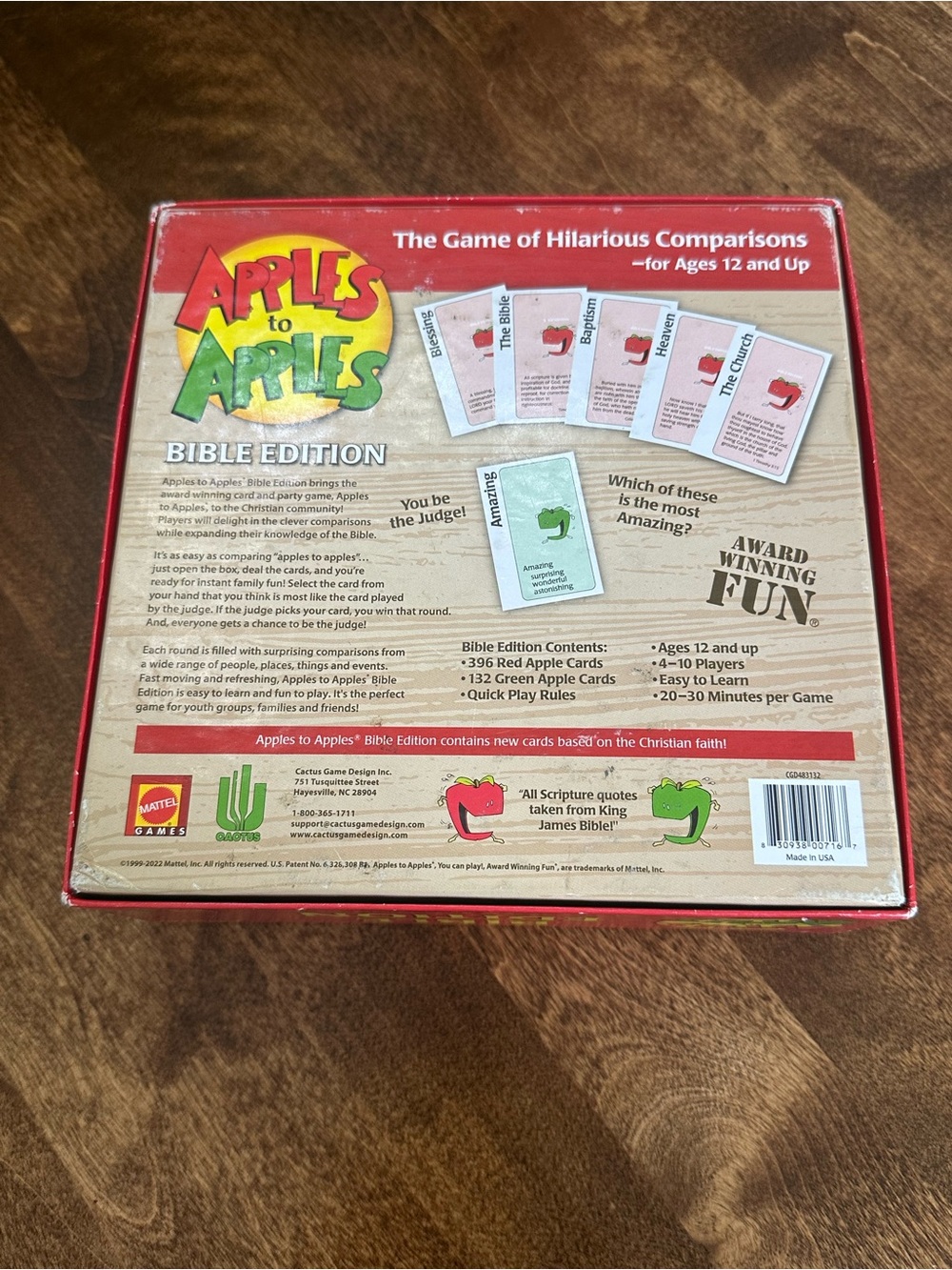 Mattel Apples to Apples Bible Edition Red Box Game - Picture 2 of 3